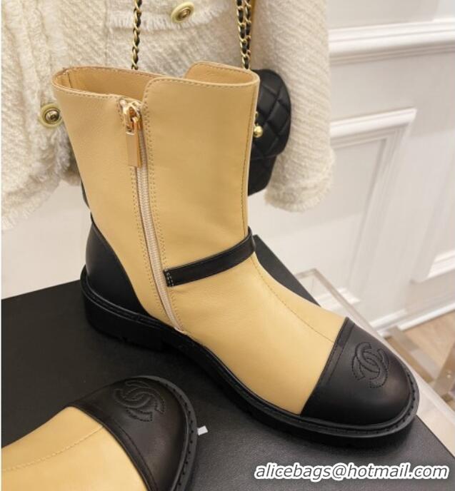 Low Price Chanel Calfskin Ankle Boots Beige 101295