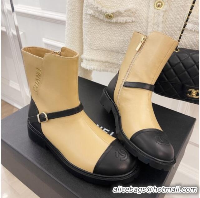 Low Price Chanel Calfskin Ankle Boots Beige 101295