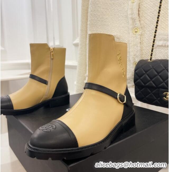 Low Price Chanel Calfskin Ankle Boots Beige 101295