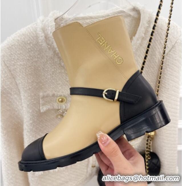 Low Price Chanel Calfskin Ankle Boots Beige 101295