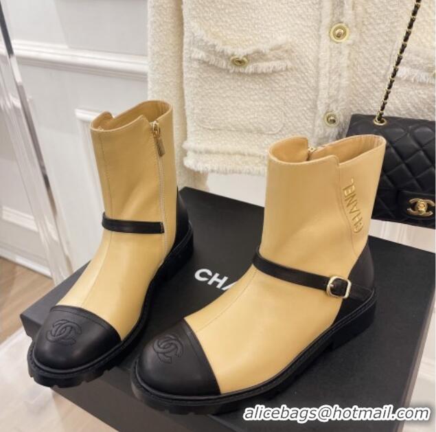 Low Price Chanel Calfskin Ankle Boots Beige 101295