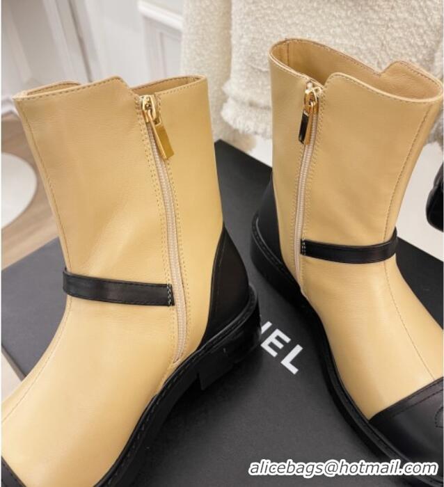 Low Price Chanel Calfskin Ankle Boots Beige 101295