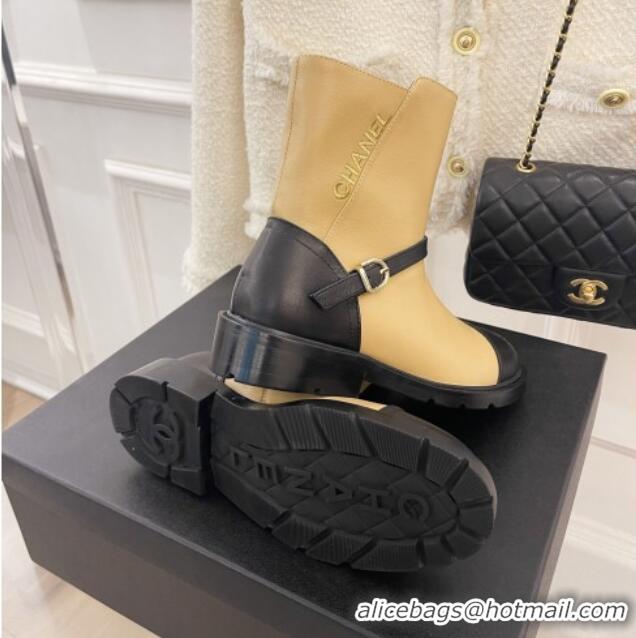 Low Price Chanel Calfskin Ankle Boots Beige 101295