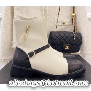 Classic Practical Chanel Calfskin Ankle Boots White 101296