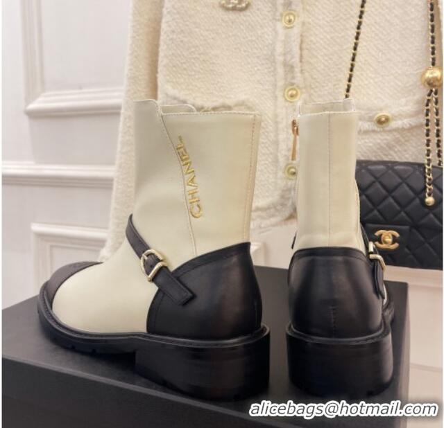 Classic Practical Chanel Calfskin Ankle Boots White 101296