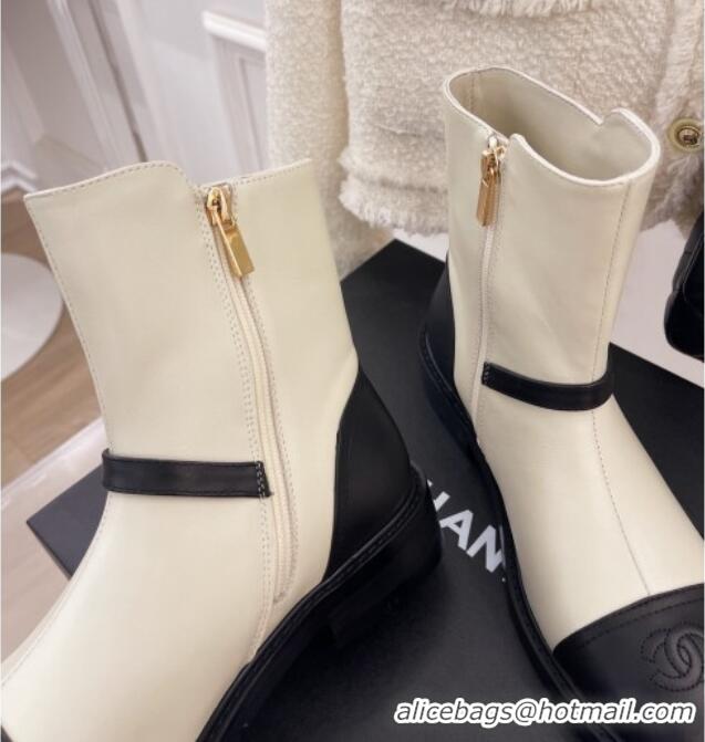 Classic Practical Chanel Calfskin Ankle Boots White 101296