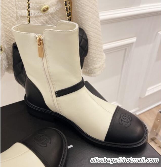 Classic Practical Chanel Calfskin Ankle Boots White 101296