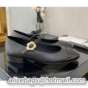 Best Quality Chanel Calfskin Mary Janes Ballerinas G39582 Black 101297