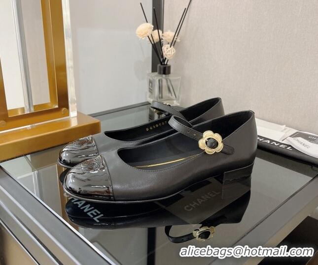 Best Quality Chanel Calfskin Mary Janes Ballerinas G39582 Black 101297