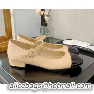 Sumptuous Chanel Calfskin Mary Janes Ballerinas G39582 Beige