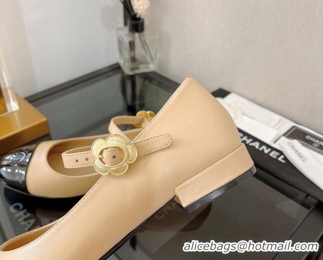 Sumptuous Chanel Calfskin Mary Janes Ballerinas G39582 Beige