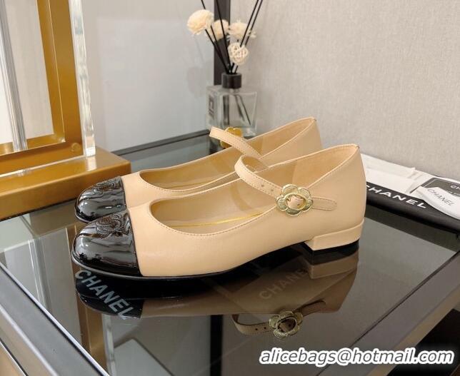 Sumptuous Chanel Calfskin Mary Janes Ballerinas G39582 Beige