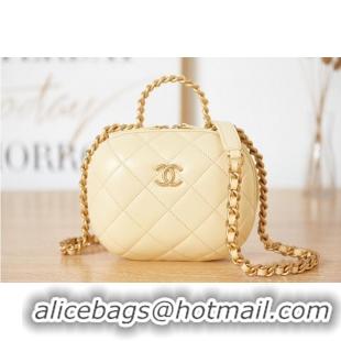 Promotional Discount Chanel 22S top handle cosmetic bag AS3066 light yellow