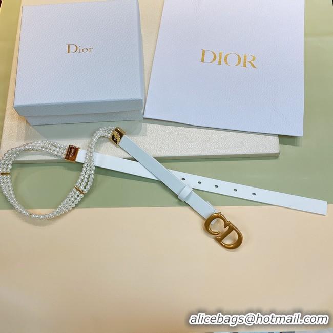 Charming DIOR CARO PEARLS BELT 22 MM B0286UWFB white