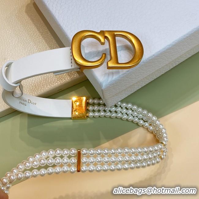 Charming DIOR CARO PEARLS BELT 22 MM B0286UWFB white