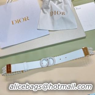 Good Product DIOR CARO PEARLS BELT 30 MM B0292UWFR white