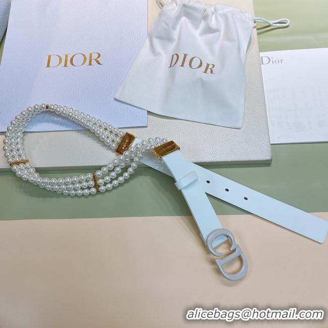 Good Product DIOR CARO PEARLS BELT 30 MM B0292UWFR white