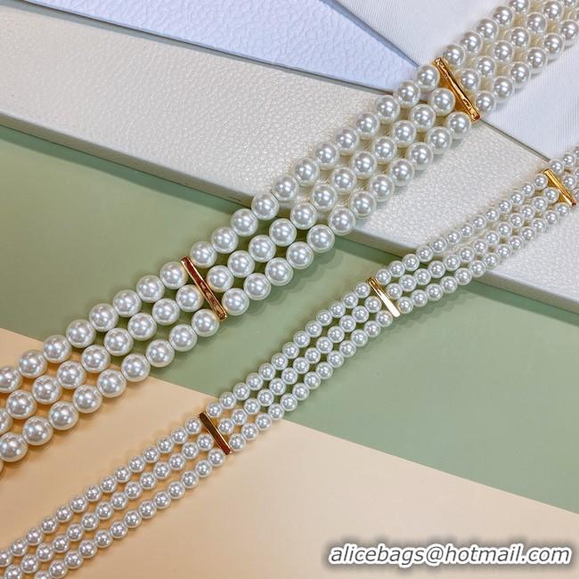 Good Product DIOR CARO PEARLS BELT 30 MM B0292UWFR white