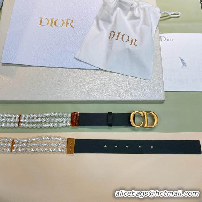 Top Grade DIOR CARO PEARLS BELT 30 MM B0292UWFR black