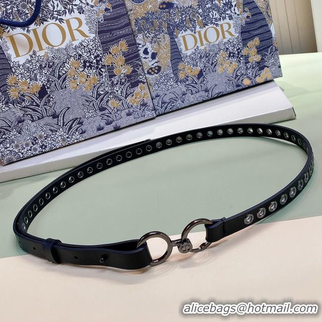 Good Quality DIOR SHOW BELT Smooth Calfskin with Ruthenium-Finish Metal Eyelets 15 MM B0298BW