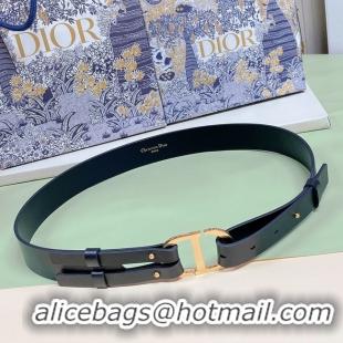 Top Design DIOR 30 MONTAIGNE BELT Black Smooth Calfskin 30 MM B0305UVW