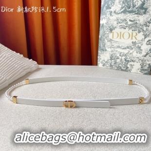 Good Looking DIOR CARO PEARLS 15 MM BELT Calfskin 0286UW