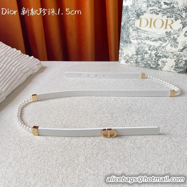 Good Looking DIOR CARO PEARLS 15 MM BELT Calfskin 0286UW