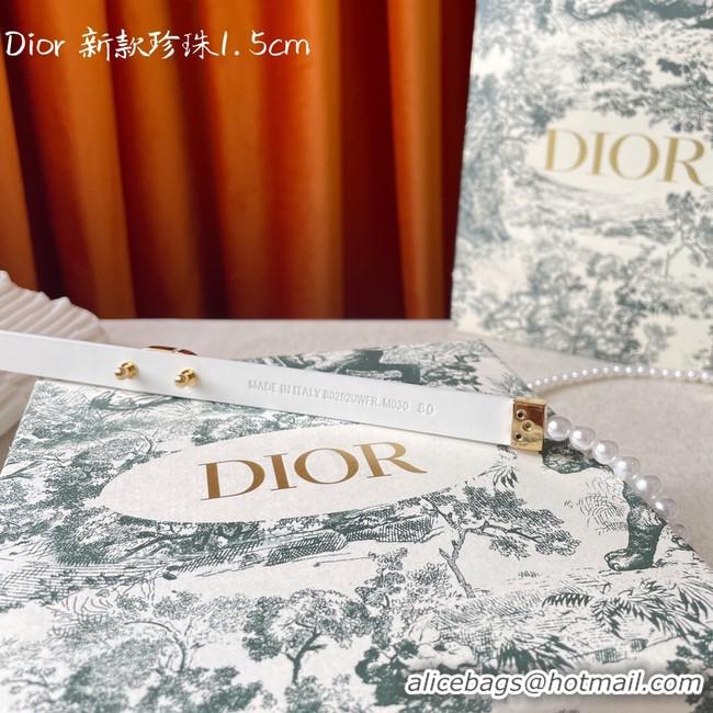 Good Looking DIOR CARO PEARLS 15 MM BELT Calfskin 0286UW