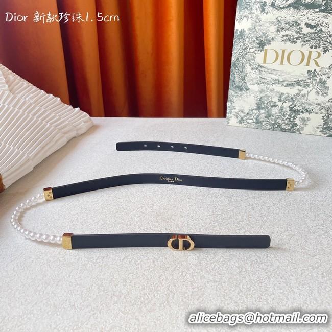 Sumptuous DIOR CARO PEARLS 15 MM BELT Calfskin 0287UW