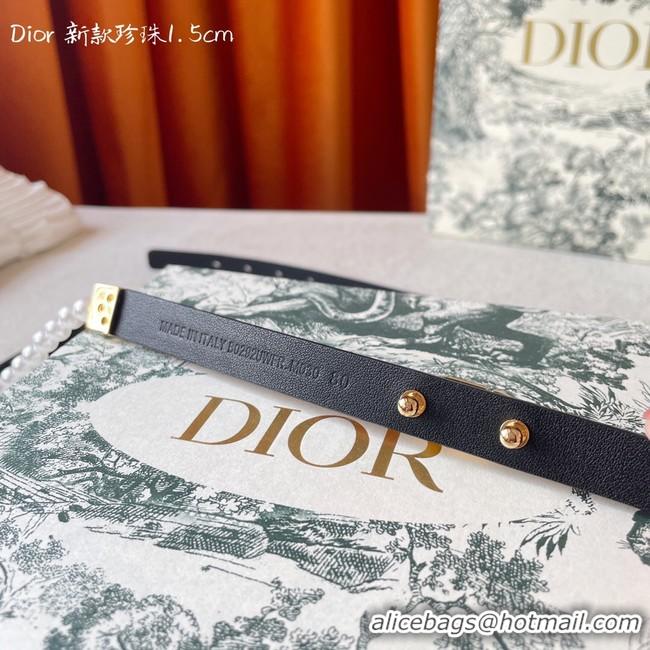 Sumptuous DIOR CARO PEARLS 15 MM BELT Calfskin 0287UW