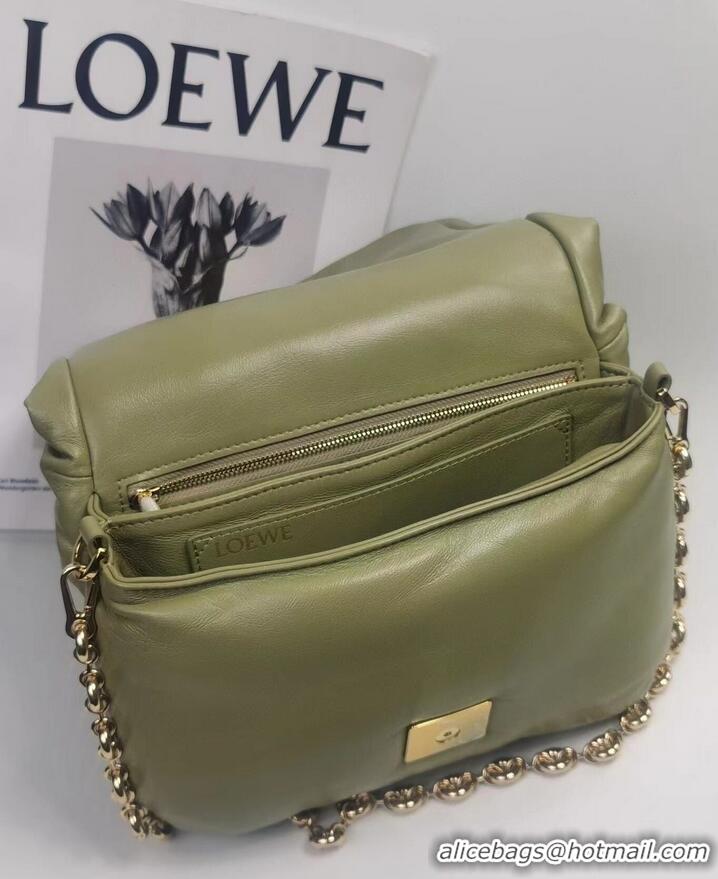 Top Grade Loewe Puffer Goya Original Sheepskin Leather Bag 9801 Green