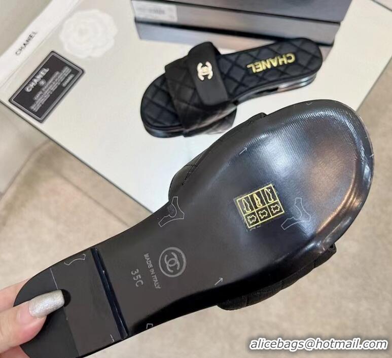 Super Quality Chanel Flat Slide Sandals 090725 Black