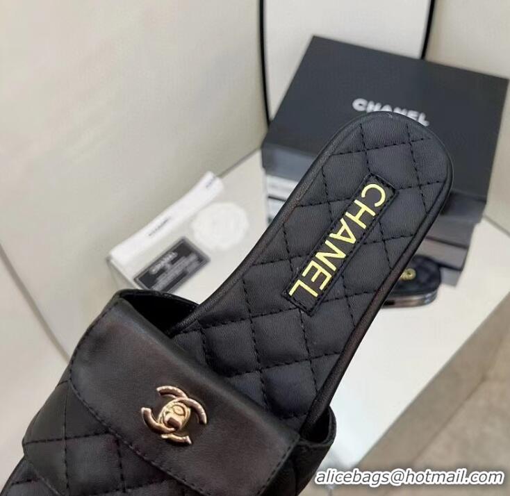 Super Quality Chanel Flat Slide Sandals 090725 Black