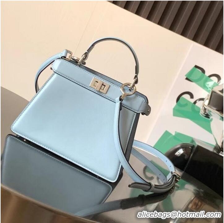 Low Cost FENDI Peekaboo ISeeU Petite padded nappa leather bag 8BN335 sky blue