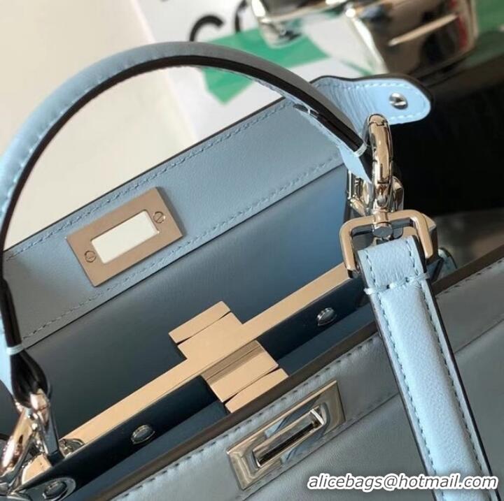 Low Cost FENDI Peekaboo ISeeU Petite padded nappa leather bag 8BN335 sky blue