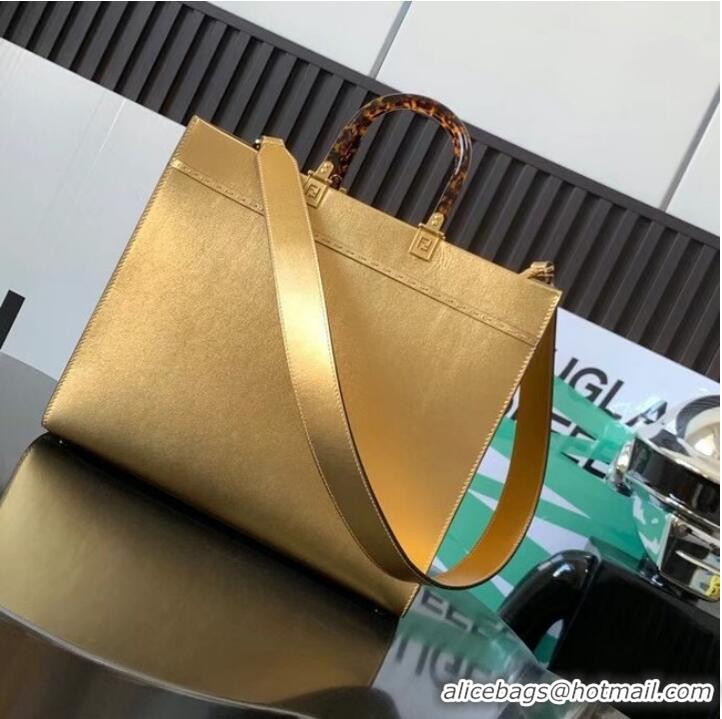 Buy Discount Fendi Sunshine Medium leather shopper 8BH386A gold