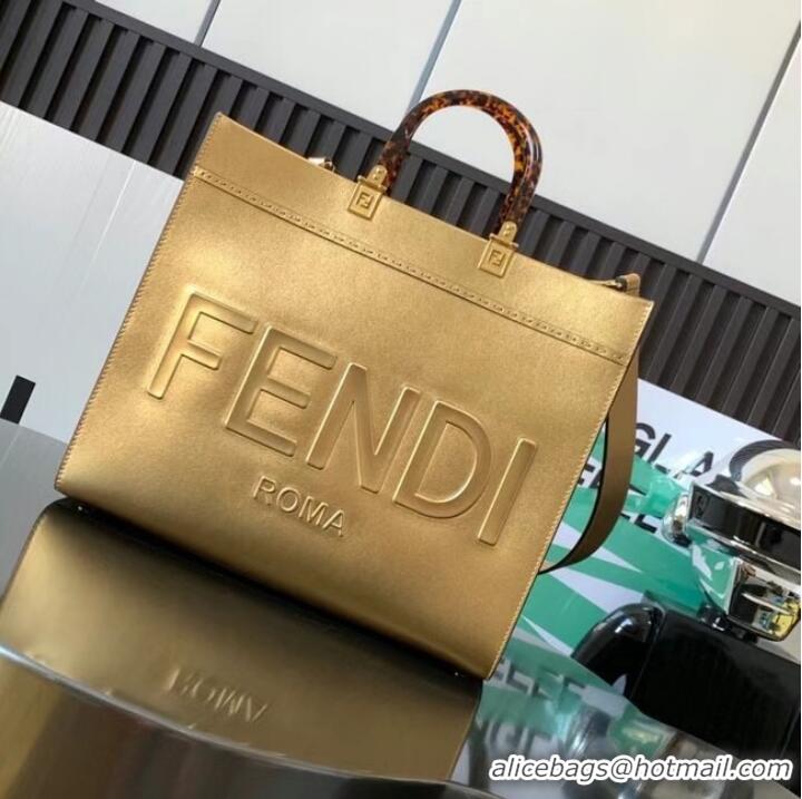 Buy Discount Fendi Sunshine Medium leather shopper 8BH386A gold