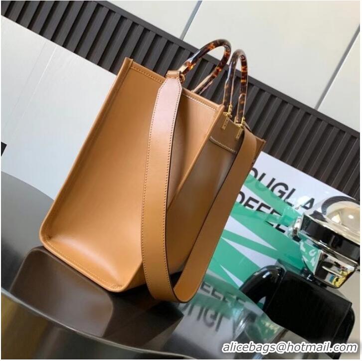 Promotional FENDI SUNSHINE MEDIUM leather and elaphe shopper 8BH386A brown