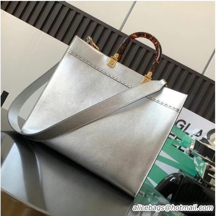 Reasonable Price Fendi Sunshine Medium leather shopper 8BH386A silver