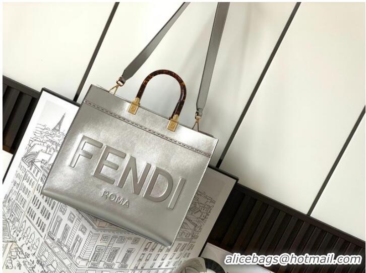 Reasonable Price Fendi Sunshine Medium leather shopper 8BH386A silver