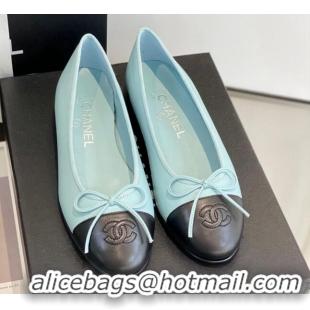 Good Quality Chanel Lambskin Ballerinas with Bow Blue 012115