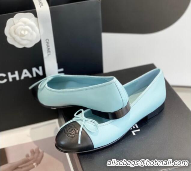 Good Quality Chanel Lambskin Ballerinas with Bow Blue 012115