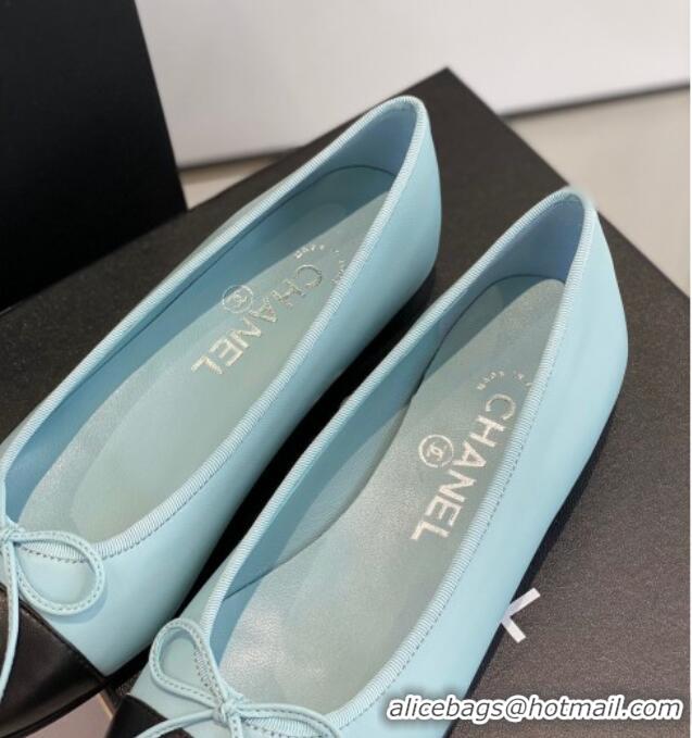 Good Quality Chanel Lambskin Ballerinas with Bow Blue 012115