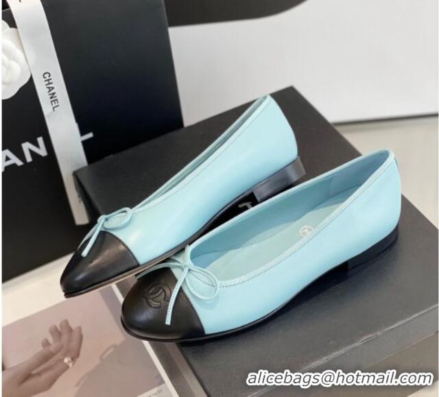 Good Quality Chanel Lambskin Ballerinas with Bow Blue 012115