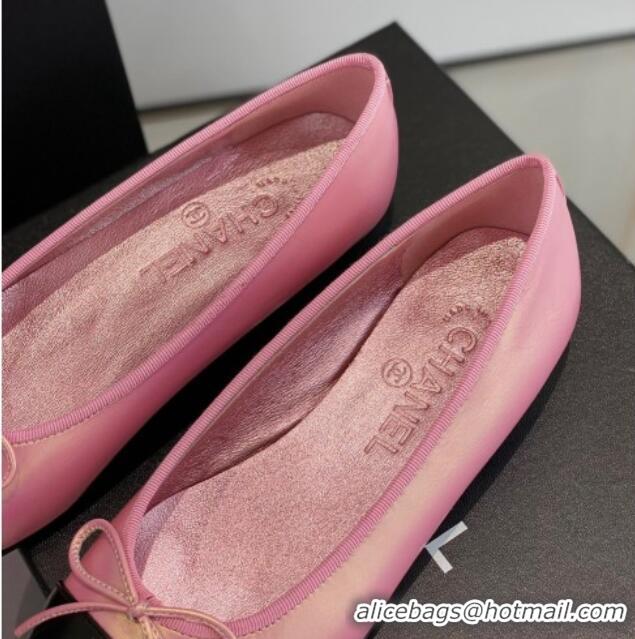 Grade Quality Chanel Lambskin Ballerinas with Bow Pink 012117