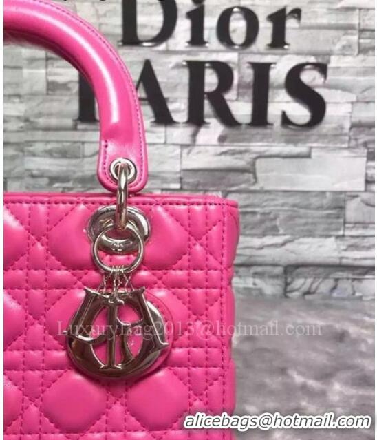 Reasonable Price Dior Small Lady Dior Bag Sheepskin Leather CD6322 Rose Silver