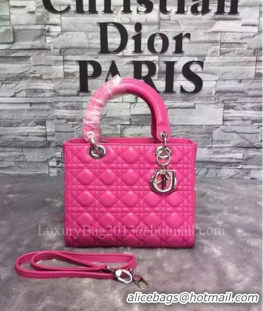 Reasonable Price Dior Small Lady Dior Bag Sheepskin Leather CD6322 Rose Silver