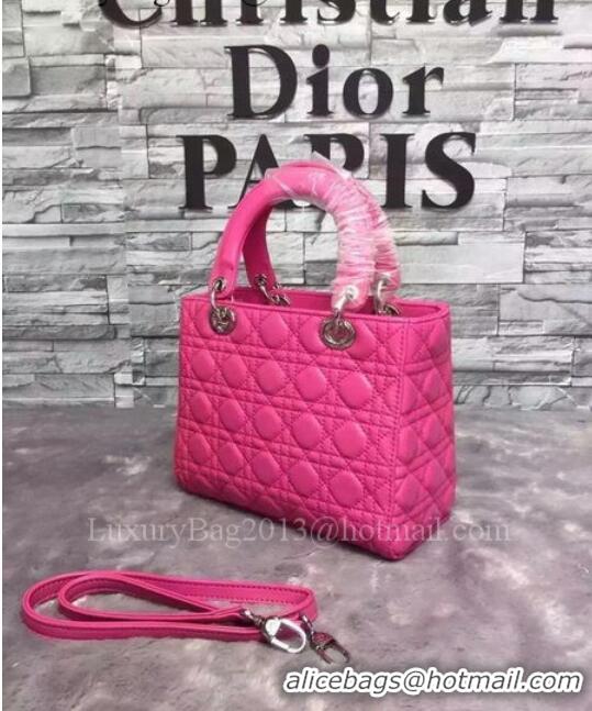 Reasonable Price Dior Small Lady Dior Bag Sheepskin Leather CD6322 Rose Silver