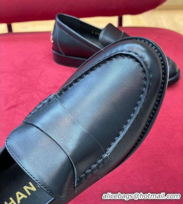 Good Looking Chanel Shiny Calfskin Loafers G39190 Black