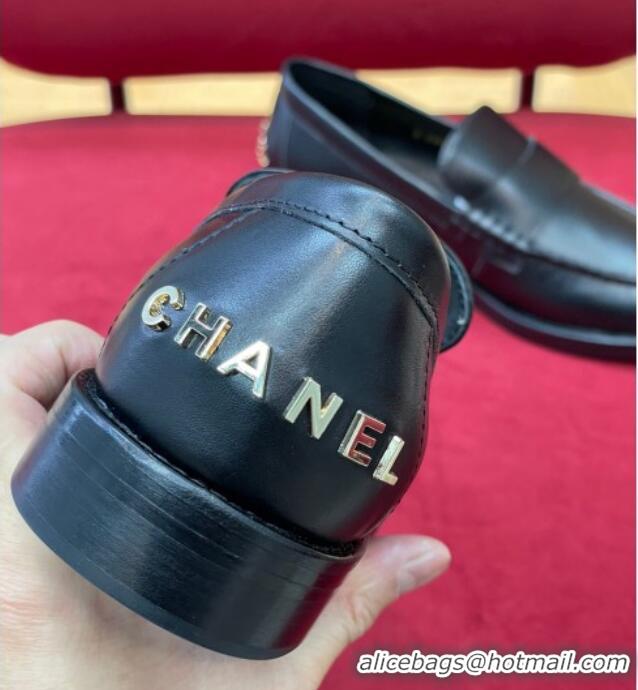 Good Looking Chanel Shiny Calfskin Loafers G39190 Black